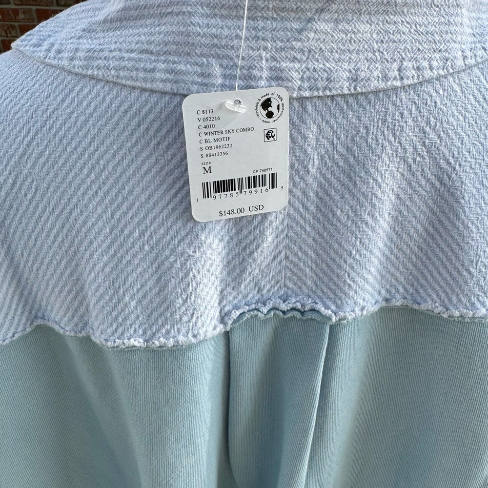 Free People Cotton Madeleine Sweatshirt in Winter Sky Combo Oversized Medium - Picture 6 of 11